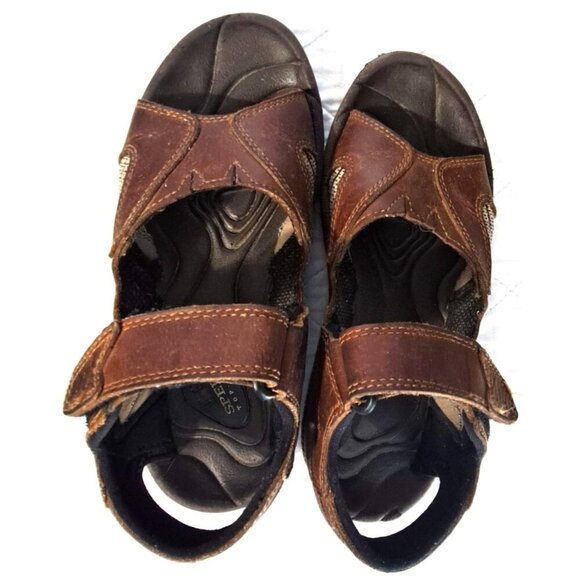 Sperry Top Sider Men's 7M Brown Leather Sandals Hook & Loop Closure - Picture 8 of 10
